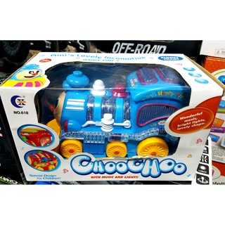 firstbuy_รถไฟชนถอย มีเสียงดนตรี มีไฟ FUNNY TRAIN Choochoo No.618 (สีน้ำเงิน)