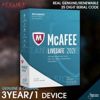 ภาพขนาดย่อของภาพหน้าปกสินค้าMcAfee LiveSafe 3 ปี / 1 เครื่อง จากร้าน atelierstore บน Shopee