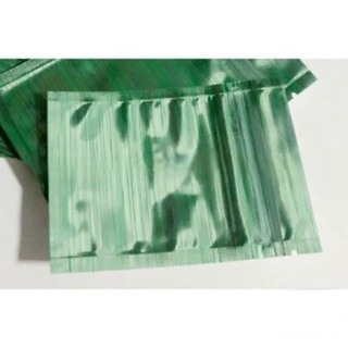 [100ใบ]ถุงซิปล็อค ก้นแบน หน้าใส หลังลายทึบ สีเขียว