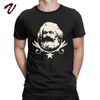 เสื้อยืดผ้าฝ้ายพิมพ์ลายขายดี เสื้อยืด ผ้าฝ้าย พิมพ์ลาย Karl Marx Red Star Communism Socialism พลัสไซซ์ สําหรับผู้ชาย