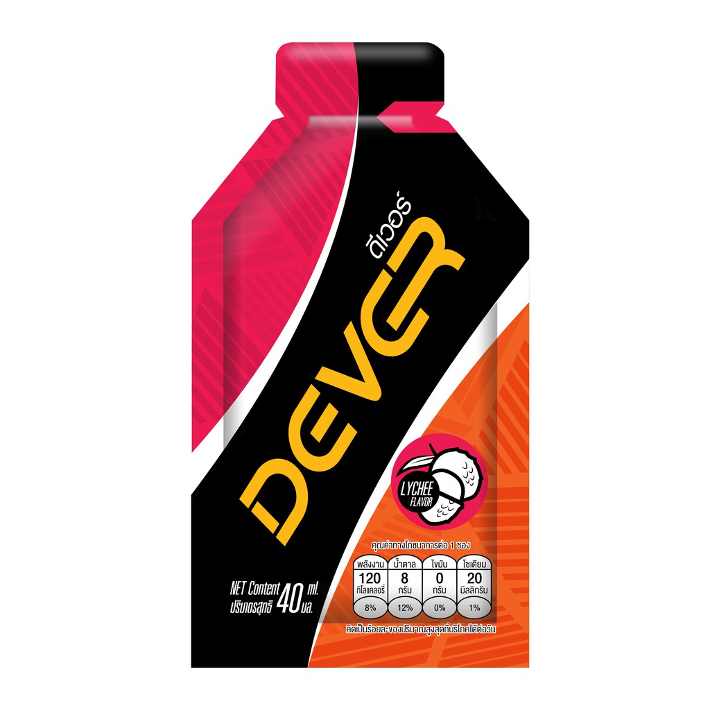 ภาพหน้าปกสินค้าDEVER energy gel (vital source of energy) ดีเวอร์ เจลให้พลังงาน เกลือแร่ สำหรับนักกีฬา นักวิ่ง ) 40 ML ลิ้นจี่ 6 ซอง จากร้าน deverenergygel บน Shopee