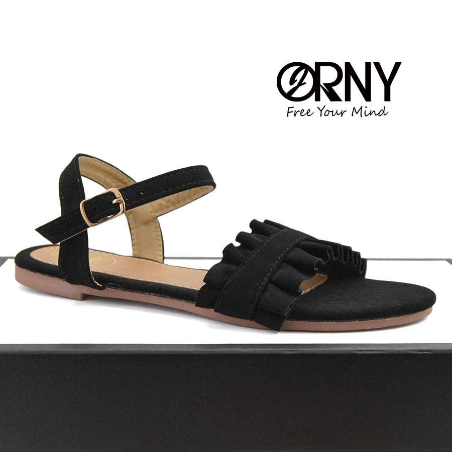 no-oy98-defect-sale-มีตำหนิ-orny-ออร์นี่-รองเท้าแตะแบบรัดส้น-สายปรับได้แบบเข็มขัด-รองเท้าแตะ-blossom-ทรงระบาย