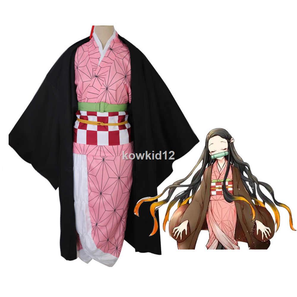 พร้อมส่งจาก-กทมชุดเนซึโกะจัดส่งทันที-คานาโอะ-ชุดคอสเพลย์-กระโปรง-anime-demon-slayer-kamado-nezuko-cosplay-set-kanao