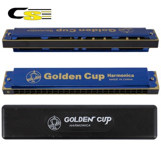 Golden Cup JH024-1 ฮาร์โมนิก้า 24 ช่อง แบบ 2 แถว คีย์ C (24 Double Holes Harmonica) + แถมฟรีกล่องพลาสติก