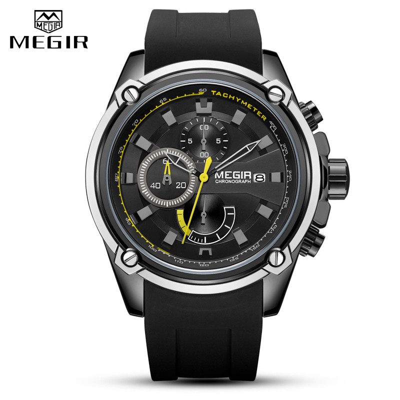 megir-แฟชั่นชายยอดนาฬิกาแบรนด์หรูโครโนกราฟกันน้ำกีฬาบุรุษนาฬิกาซิลิโคนอัตโนมัติวันที่ทหารนาฬิกาข้อมือ