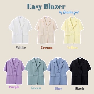 สินค้า BG❗️Easy Blazer • ลด15% ไม่มีขั้นต่ำ WDWKGR • พร้อมส่ง • เบลเซอร์ สูทแขนสั้น เสื้อสูทเบลเซอร์ Becutiegirl