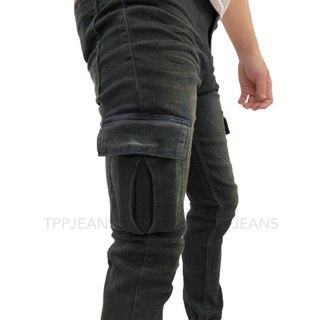 ราคาNew Arrival Jogger Pants กางเกงยีนส์ขาจั้มชายกระเป๋าข้าง สีดำฟอก ผ้ายืด งานตัดเย็บอย่างดี ใส่สบาย Size 28-36