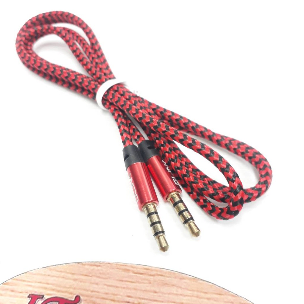 สาย-aux-แจ็ค-3-5มม-หัวตรง-แบบ-3ขีด-สายถัก-สีดำแดง-สายยาว-1-เมตร-glink-รุ่น-gux-001-ออกใบกำกับภาษีได้