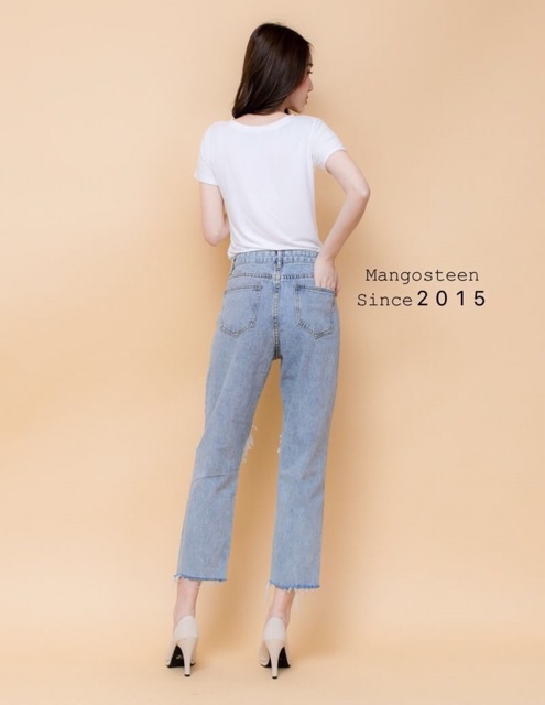 new-torn-jeans-กางเกงยีนส์ขา9ส่วน