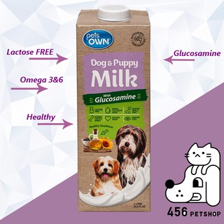 pets OWN 1L. Dog&amp;Puppy Milk with Glucosamine นม เพ็ทส์ โอน นมสัตว์เลี้ยง สุนัขโตและลูกสุนัข 1ลิตร