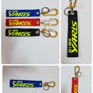 พวงกุญแจผ้า สำหรับรถ Toyota Yaris แบบสกรีน คำว่า Yaris