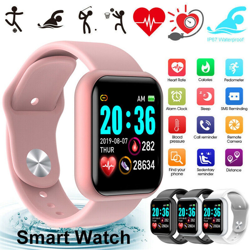 สมาร์ทวอทช์ Y68 สมาร์ทวอทช์บลูทูธนาฬิกาหน้าจอสัมผัส IOS Android Heart Rate Monitor เดินวิ่ง Smart Watch ส่งที่ชาร์จ