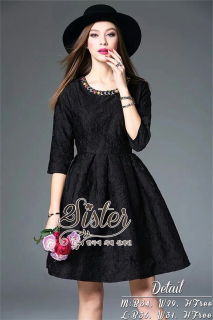 black-gorgeous-korea-dress-adorn-with-mini-fancy-diamonds