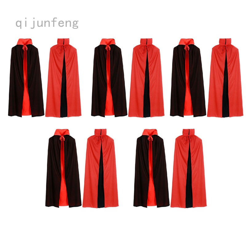 ราคาและรีวิวQJF เสื้อคลุมคอสเพลย์แวมไพร์ ฮาโลวีน แบบสองชั้น สีแดง สีดํา สําหรับผู้ใหญ่