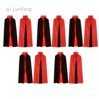 สินค้า QJF เสื้อคลุมคอสเพลย์แวมไพร์ ฮาโลวีน แบบสองชั้น สีแดง สีดํา สําหรับผู้ใหญ่