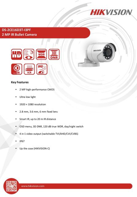 กล้องhikvision-starlight-2mp-ds-2ce16d3t-it3f