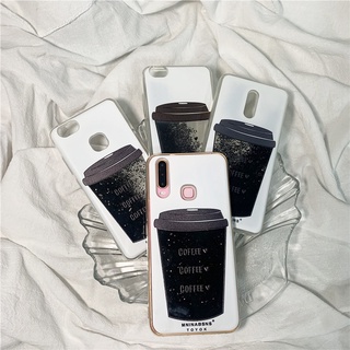 Vivo Y17 Y11 Y13 Y12i V7 Plus V5 S1 V9 Y83 V11 Pro Y91C รูปถ้วยกาแฟ กลิตเตอร์ ของเหลว วิบวับ ทรายดูด เคสนิ่ม