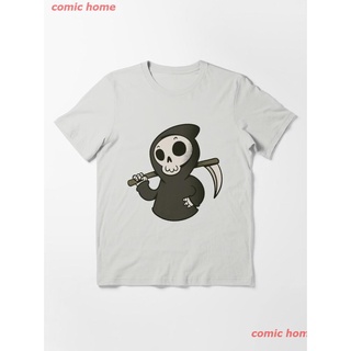 2022 Cute Cartoon Grim Reaper Shirt ผู้หญิง ดพิมพ์ลาย เสื้อยืดผ้าฝ้าย คอกลม cotton ความนิยม discount Unisex