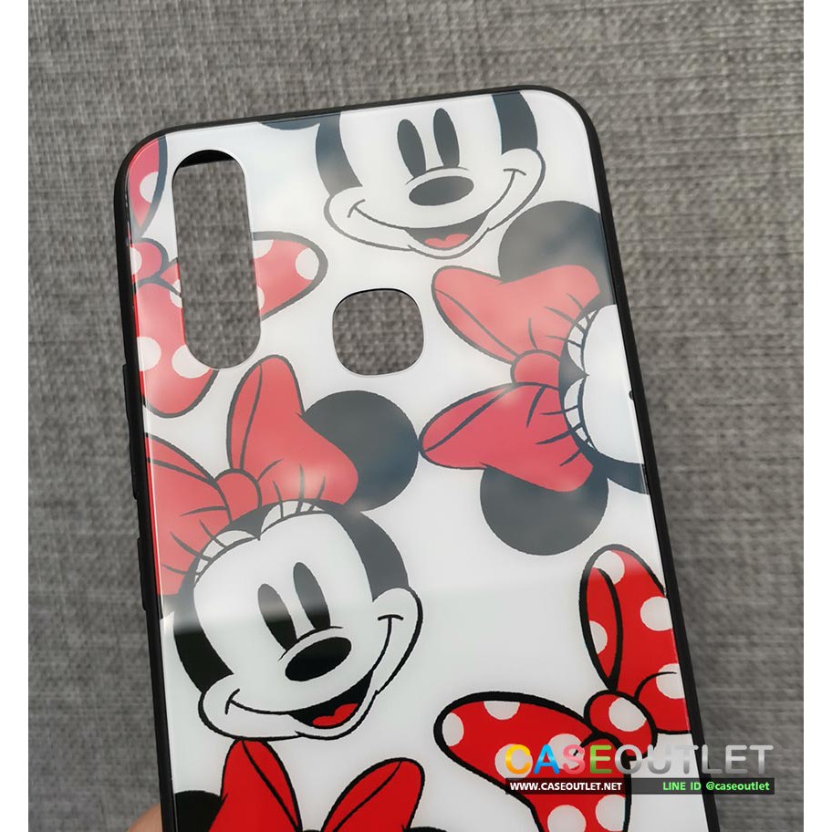 เคส-vivo-y17-y12-y11-หลังกระจก-ขอบยาง-สกรีนลายการ์ตูน-minnie-มินนี่-เม้า