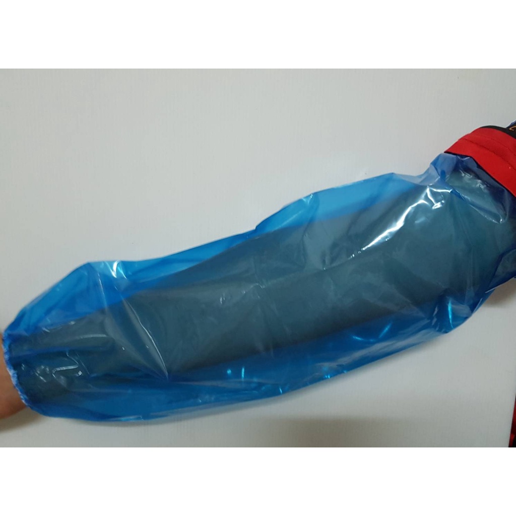 ปอกแขนพลาสติกใช้แล้วทิ้ง-1-คู่-สีฟ้า-ใส่กันน้ำ-กันน้ำมัน-และสารคัดหลั่งต่างๆ