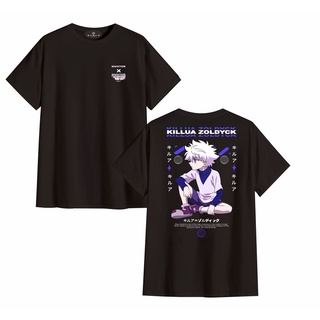 คอลูกเรือเสื้อยืดคอกลมเสื้อยืด ลายการ์ตูนอนิเมะ HUNTER X HUNTER KILLUA ZOLDYCK สําหรับผู้ใหญ่ผ้าฝ้ายแท้