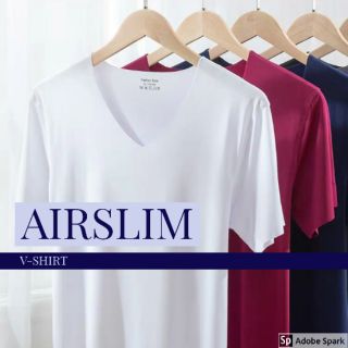 AIRslim V-SHIRT แขนสั้นคอวี Micromodal หนานุ่ม ยืดหยุ่นสูง ใส่สบาย สวมใส่พอดีตลอดวัน