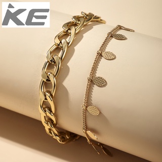 Small Disc Alloy Double Anklet Chain Geometric Anklet Combination Set for girls for women low