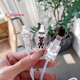 CB03 USB Cable Protector Data Cable Cord Protective Case Transparent Cartoon Soft TPU For iPhone Android Charging