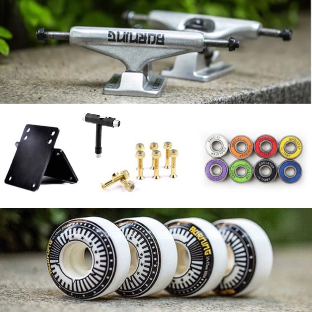 ทรัคสเกตบอร์ดสีดำ-1คู่-พร้อมอะไหล่-52-30-wheel-hard-5inch-2-pcs-truck-set-skateboard