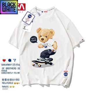 【2022tshirts】BWCB -เสื้อยืดแขนสั้น ผ้าฝ้าย พิมพ์ลายการ์ตูนนักบินอวกาศ Nasa ทรงหลวม ขนาดใหญ่พิเศษ สีขาว แฟชั่นฤดูร้อน