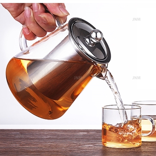 450ML กาน้ำชากาต้มน้ำแก้วทนความร้อนพร้อมตัวกรองสแตนเลสโฮมออฟฟิศชุดชาแก้วชง Heat-Resistant Glass Teapot RYDG MKCU