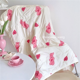 ส่งจากไทย💓 ผ้าห่ม ผ้านวม ลายกระต่าย น่ารักมากๆ สไตล์เกาหลี เหมาะสำหรับคลุมตัว คลุมเตียง แต่งห้อง เพิ่มสีสัน