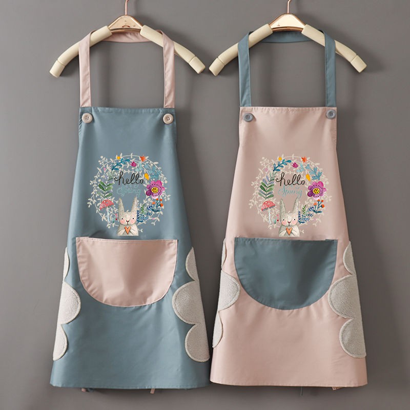 hot-sale-แฟชั่นของใช้ในครัวเรือนน่ารักครัวทำอาหารผ้ากันเปื้อนผู้หญิงกันน้ำและกันน้ำมันเอวเสื้อผ้าผู้ชายทำงานพิมพ์โลโก