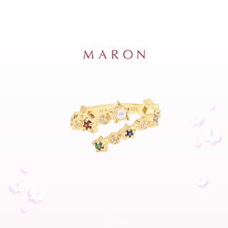 สินค้า MARON - 9 Lucky Stars Cross Ring ชุบ 18K Gold แหวนดาวนพเก้า เสริมดวง เงินแท้925