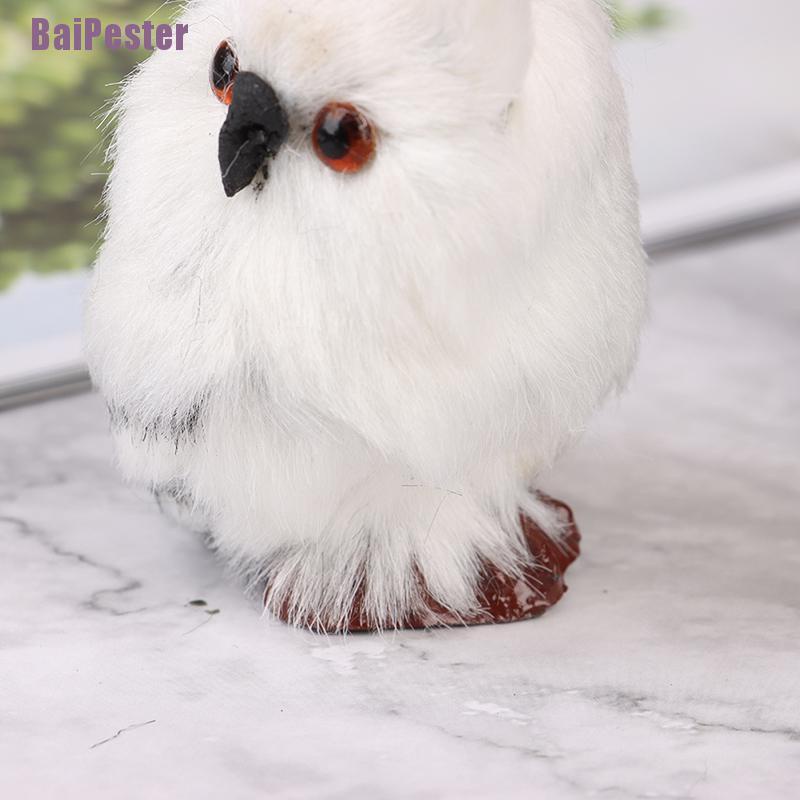 baipester-นกฮูกปลอม-สีขาวดํา-เครื่องประดับตกแต่งจําลอง