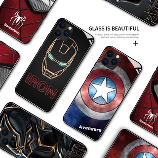 For iPhone 6 6S 7 8 Plus SE 2020 XS Xr XS Max X Marvel เคสโทรศัพท์กระจกเทมเปอร์ฝาหลัง Cover