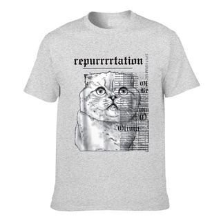 เสื้อยืดคอกลมTaylor White Cat Tee Swift Rep Tour Mens Cotton T-ShirtS-4XL