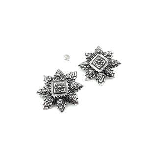 DSP จี้หูเงินลายดอกไม้ ลายไทย เงินแท้ 925 : DSP 925 Sterling Silver Earing []