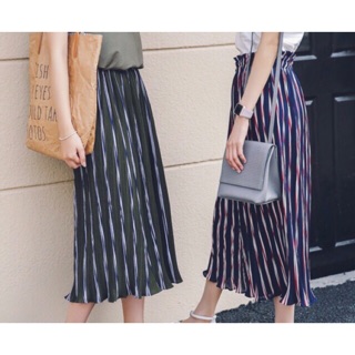 ♡ Navy - Red • Pleated Chiffon Pants ♡ 💙💘