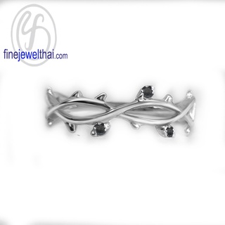 Finejewelthai-แหวนนิล-นิลแท้-แหวนพลอย-แหวนเงินแท้-พลอยประจำเดือนเกิด-Black-Spinel-Silver-Ring-Birthstone-R1374on