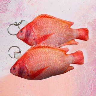 พวงกุญแจปลาทับทิม ราชาปลาเผา สีส้มจี๊ดดๆ เป็นของชำร่วย ของฝาก ดีไซน์ทันสมัย