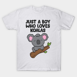 เสื้อยืดผ้าฝ้ายGILDAN เสื้อยืด พิมพ์ลาย Koala Just A Boy Who Loves Koalas สําหรับเด็กผู้ชายL XL  XXL 3XL