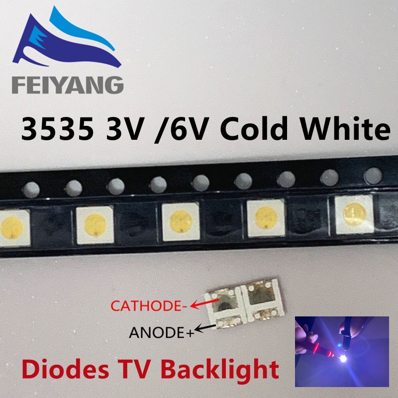 ภาพหน้าปกสินค้าไดโอดทีวี แบ็คไลท์ 2W 6V 1W 3V 3535 SMD LED Televisao สีขาวเย็น 50/100 ชิ้น