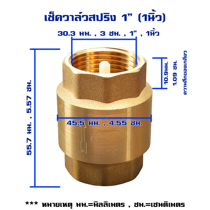 เช็ควาล์วสปริงทองเหลืองpp-พีพี-ขนาด-1-1นิ้วหรือ8หุน