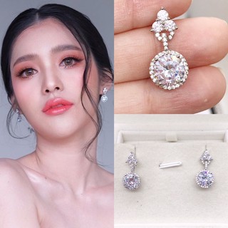 (สินค้าพร้อมส่งค่ะ) ต่างหูเพชร CZ ล้อมเพชร งานสวยดีไซน์แบบดอกจิกคลาสสิค
