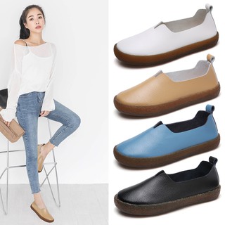 สินค้า รองเท้าสตรีรองเท้าหนังยายรองเท้าแม่รองเท้าขนาดใหญ่หนึ่งเท้ารุ่นสบาย ๆ ของเกาหลีรองเท้าด้านล่าง women leather shoes