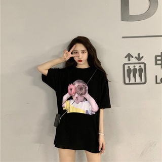 เสื้อยืด แขนสั้น ผ้าฝ้าย 100% ทรงหลวม โอเวอร์ไซซ์ สไตล์เกาหลี เรียบง่าย เหมาะกับฤดูร้อน สําหรับผู้หญิง
