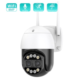 Besder กล้องวงจรปิดรักษาความปลอดภัย 8MP 4K Dual-Lens ซูม 8X IP WiFi มองเห็นกลางคืน ติดตามอัตโนมัติ เฝ้าระวังกลางแจ้ง กล้องขนาดเล็ก