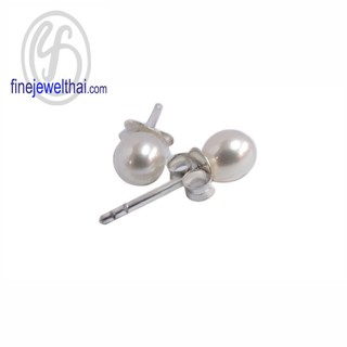 finejewelthai-มุกสีขาว-ต่างหูมุก-ต่างหูเงินแท้-Silver-Pearl-Earring-White pearl earring-E3055pl