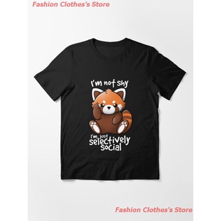 COD Shy Red Panda Essential T-Shirt การ์ตูนน่ารัก หมีแพนด้า เสื้อยืดพิมพ์ลาย ผู้ชายและผู้หญิง